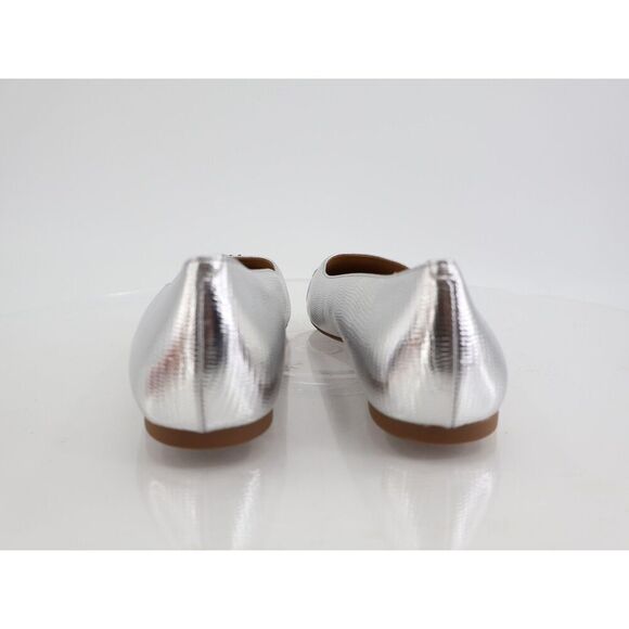 Michael Kors Honey Ballet Flats Womens 9 Silver Metallic Slip On Shoes Vegan - Picture 3 of 13